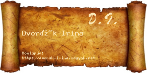 Dvorák Irina névjegykártya